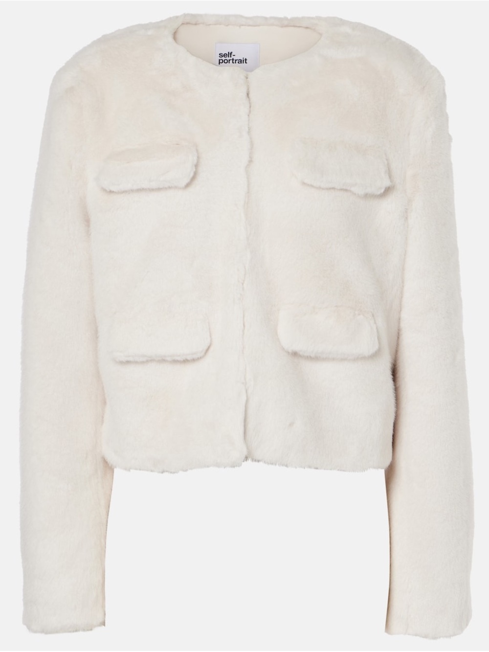 Self-Portrait Cream Faux-Shearling Pocket Jacket - Picture 2 of 7